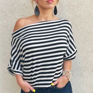 NWT Dolman Black Striped Top